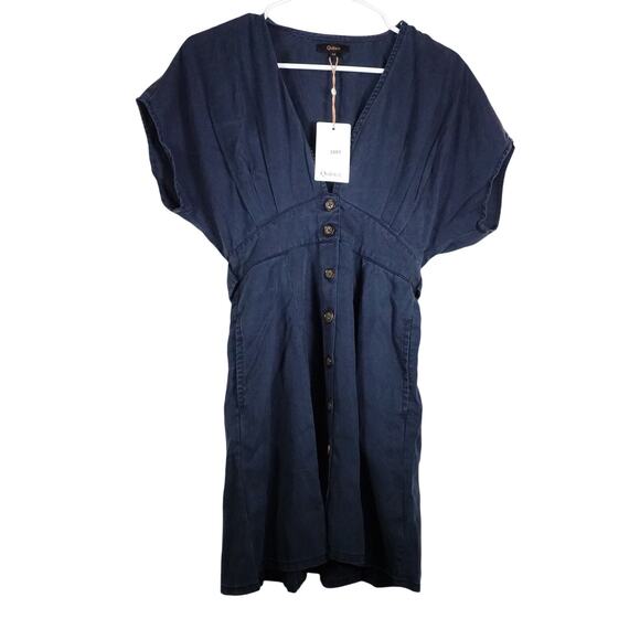 New Quince Vintage Wash Tencel Button Front Dress Lyocell Midnight Blue XS 3965K - Picture 2 of 9